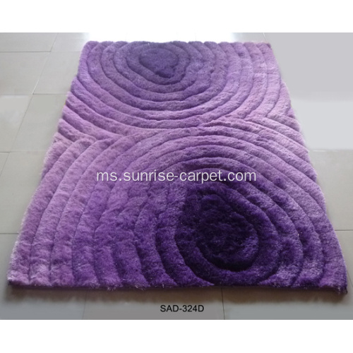 Silk Shaggy 3D Carpet With Design